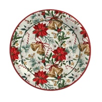 Kerstbloemen en bellen borden van 18 cm - 8 stuks