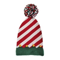 Kerstmuts met strepen en pompom