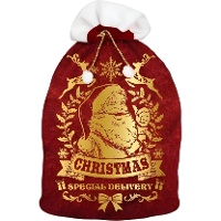 Rood-gouden kerstzak van de Kerstman, 95 x 60 cm