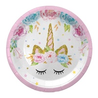 Borden van slapende Eenhoorn met bloemen van 18 cm - 8 stuks