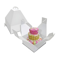 Doos van 24 x 24 x 28 cm voor taart met handvat en extra hoogte