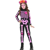 Roze skeletpak voor meisjes