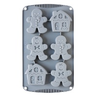 Siliconen mal van poppetjes en peperkoekhuisjes van 30 x 17 cm - Decora - 6 holtes