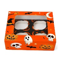Oranje Halloween-doos voor 4 cupcakes - Azucren