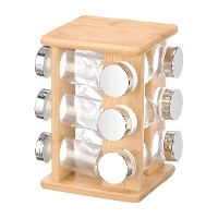 Draaibaar kruidenrek met 12 potjes, 22 x 16 x 16 cm, bamboe
