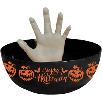 Zwarte Halloween-kom met hand, 25 cm