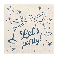 Servetten met 'Let's party!' van 16,5 x 16,5 cm - 20 stuks
