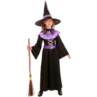 Paars en zwart heksen kostuum voor meisjes