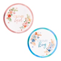 Bloemen dessertbord van 17 cm doorsnee - 8 stuks