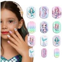 Zeemeermin kunstnagels voor kinderen - 12 stuks