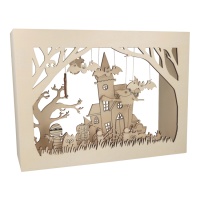 Houten Halloween tafereel van 22 onderdelen van 27 x 37 x 12 cm