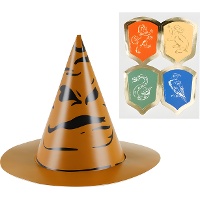 Harry Potter Sorteerhoeden met de emblemen van Zweinstein 16 x 11 cm - 6 stuks
