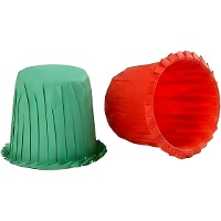Cupcakevormpjes van 3,5 cm gekruld in rood en groen - Decora - 35 stuks
