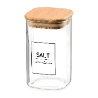 Borosilicaat pot van 1,2 L met bamboe deksel Salt