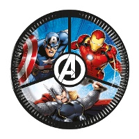 Zwarte Avengers-borden 20 cm - 8 stuks