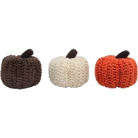 Mini gehaakte pompoenen 9 x 7 cm - 3 stuks
