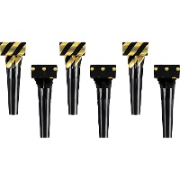 Zwarte en gouden feesttoeters - 6 stuks