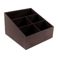 Vierkante kunstleren afstandsbedieningen organizer van 18 x 18 x 12 cm - 5 vakken
