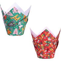 Papieren tulip muffinvormen met kerstontwerp - PME - 24 stuks