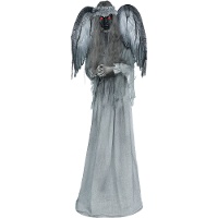 Griezelige animatronic-engel van 1,70 m met lichtgevende ogen en beweging