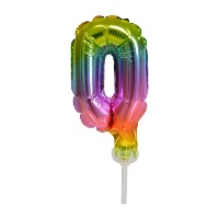 Regenboog nummer ballon topper 13 x 5,5 cm - 1 stuk