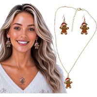 Ketting- en oorbellenset met peperkoekmannetje