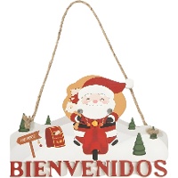 Welkomstbord met de kerstman 18,5 x 12 cm