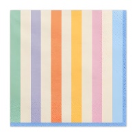 Pastelgestreepte servetten 16,5 x 16,5 cm - 20 stuks