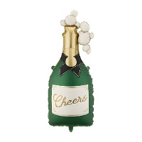 Folieballon champagnefles, groen - 34 x 93 cm