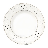 Wit dessertbord 20,4 cm met zwarte stippen en gouden rand