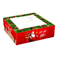 Doos van 33 x 33 x 7,5 cm voor taart versierd met Kerstman