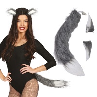 Set van grijze wolf accessoires