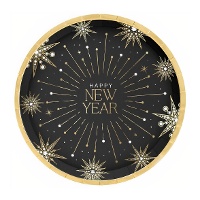23 cm Happy New Year bord van 23 cm - 6 stuks