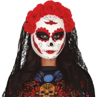 Catrina-masker met sluier en rozen