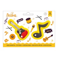 Snijvormen van noot en gitaar - Decora - 2 stuks