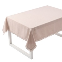 Tafelkleed van 1,45 x 1,40 m van natuurlijke stof met franjes