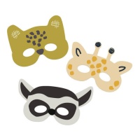 Dierentuin dierenmaskers - 6 stuks