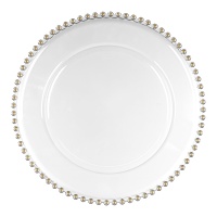 Placemat van 32 cm plastic met parels