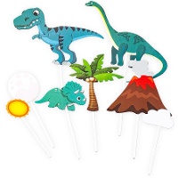 Taarttopper met Dinosaurus en Vulkaan - 8 stuks