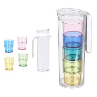 Kan van 1,6 L met 4 gekleurde glazen - 5 delig