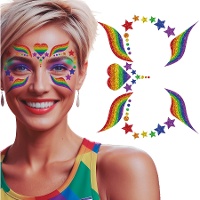 Joyas adhesivas faciales de arcoíris