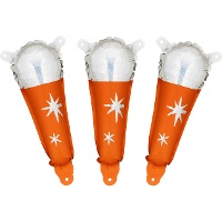 Oranje microfoonballonnen met holografisch effect, 10 x 25 cm - 3 stuks