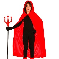 Fluwelen effect cape met capuchon voor kinderen van 1 m - 1 stuk