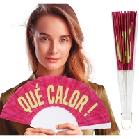 Vouwwaaier met tekst 'QUÉ CALOR!'