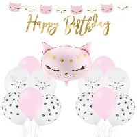 Pakket voor roze kattenfeest decoratie - 15 stuks