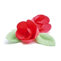 Gekleurde rozenbloemwafers met bladeren - Scrapcooking - 4 stuks