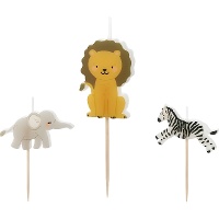 Safari-kaarsjes mix - 3 stuks