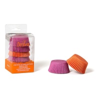 Cupcake capsules oranje en magenta - Decora - 75 stuks