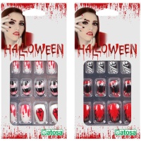Bloederige gesorteerde Halloween-nepnagels - 12 stuks