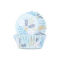 Kerstfeest bloemen cupcakes capsules met aluminium binnenkant - PME - 30 stuks